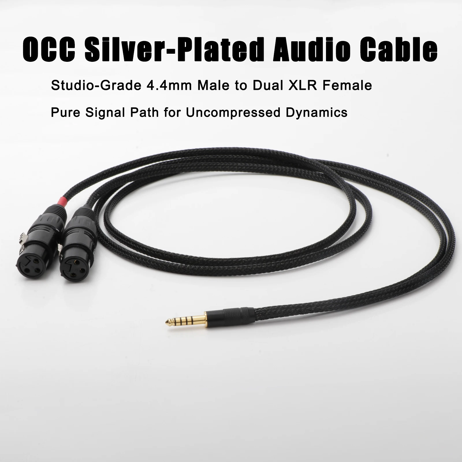

Premium OCC Silver Plated 4.4mm to Dual 3pin XLR Female Plug Audlo Cable with 4.4mm Gold Plated Balanced Connector