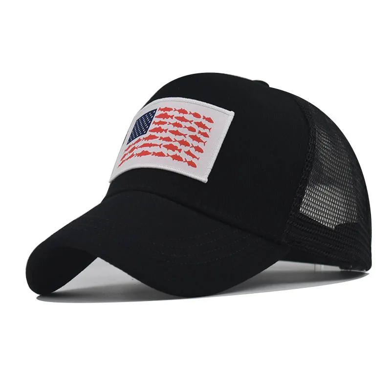 

National Little Fish Breathable Mesh Thickened And Hardened Baseball Cap Classic American Flag Cotton Hat