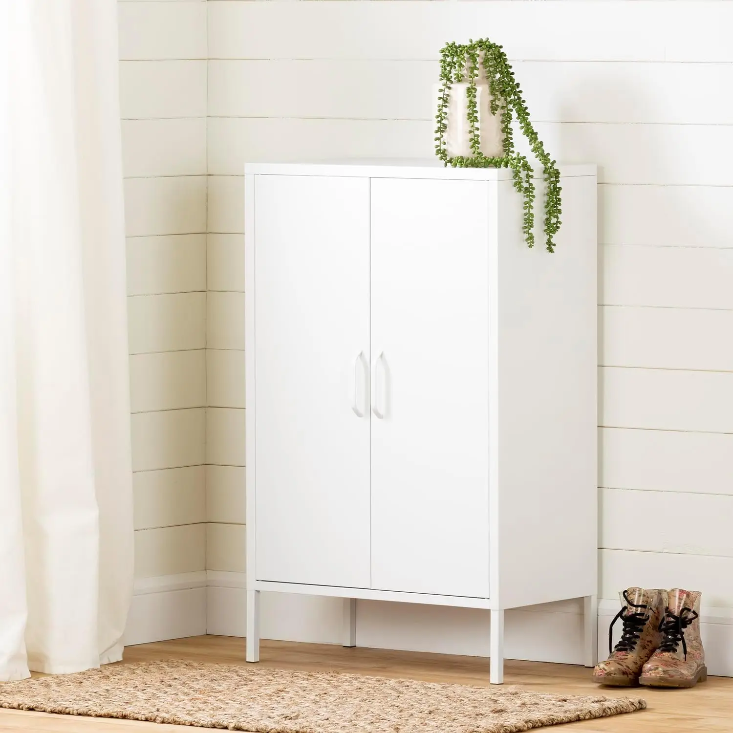 Crea Metal 2-Door Accent Cabinet Pure White, Contemporary