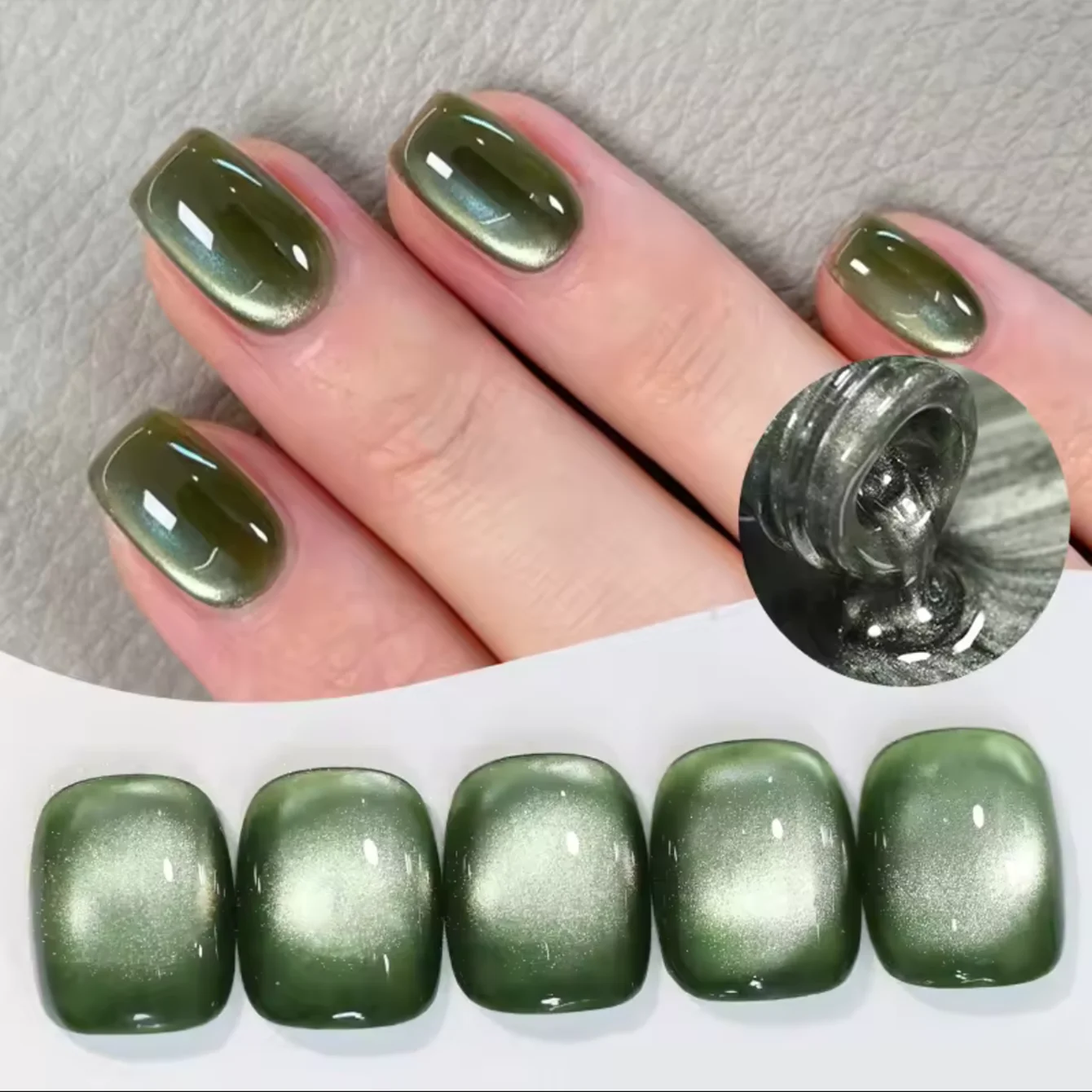 10ML 1-6PCS Grüne Glasperle Cat Eye Gel Nagellack Herbst Nägel Bleaching Nail art Grüne Nägel Weihnachten Nägel Nagel Zeug