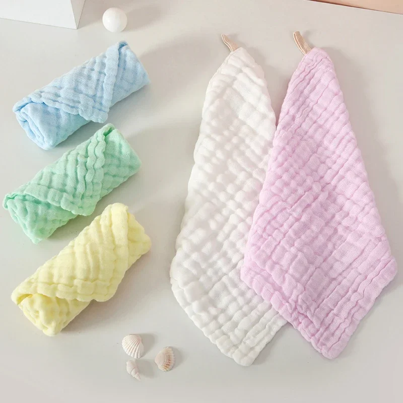 5 Pieces of Six Layers of Cotton Pure Color Gauze Square Towels Saliva Towel Baby Drool Handkerchief Foam Gauze Handkerchiefs