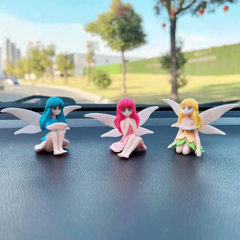 Cute Flower Fairy Toy Model Creative Desktop Decorative Ornaments Micro Landscape Car Decoration Cartoon Flower Fairy Model