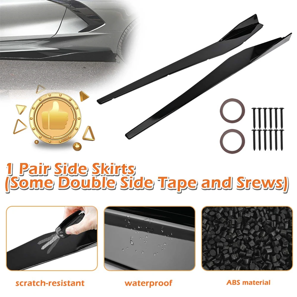C8 Side Skirts Extension Panel Lip For Chevrolet Corvette 2020-2024 Glossy Black 5VM Style Auto Body Kit Car Exterior Parts HOT