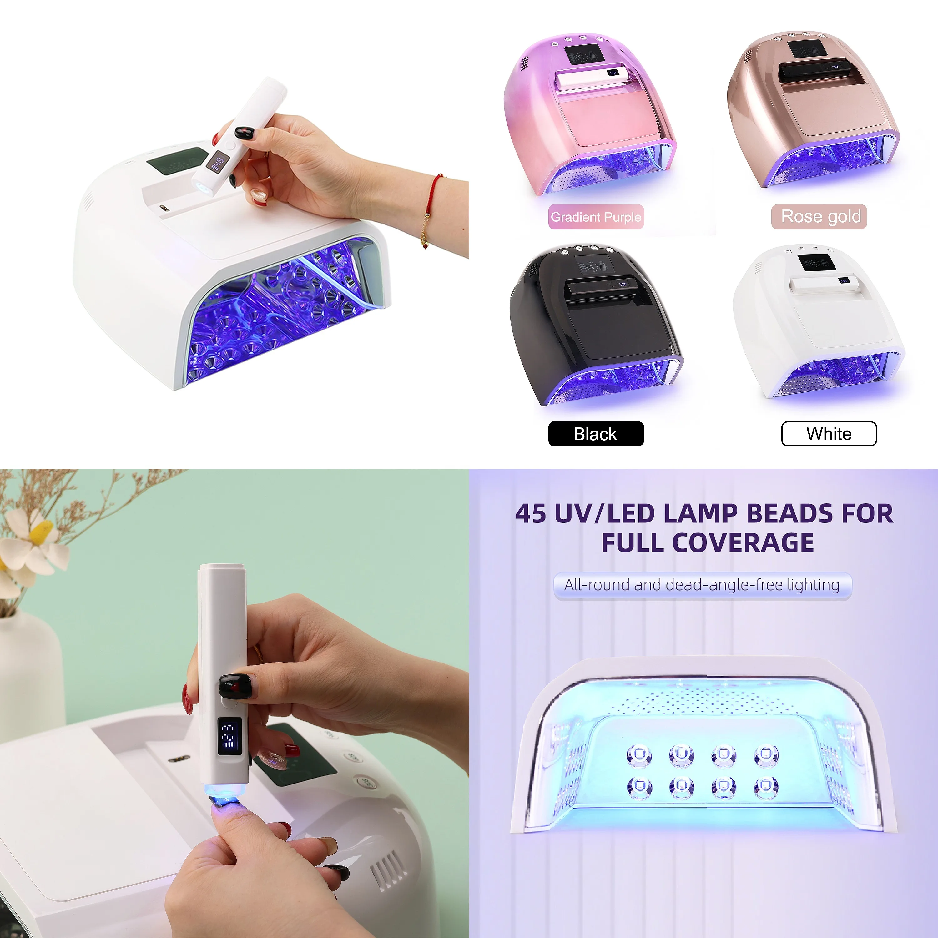 New Design 2 in 1 Multifunctional  Rechargeable Uv Lamp for Nails with Handheld Flash Cure Lamp