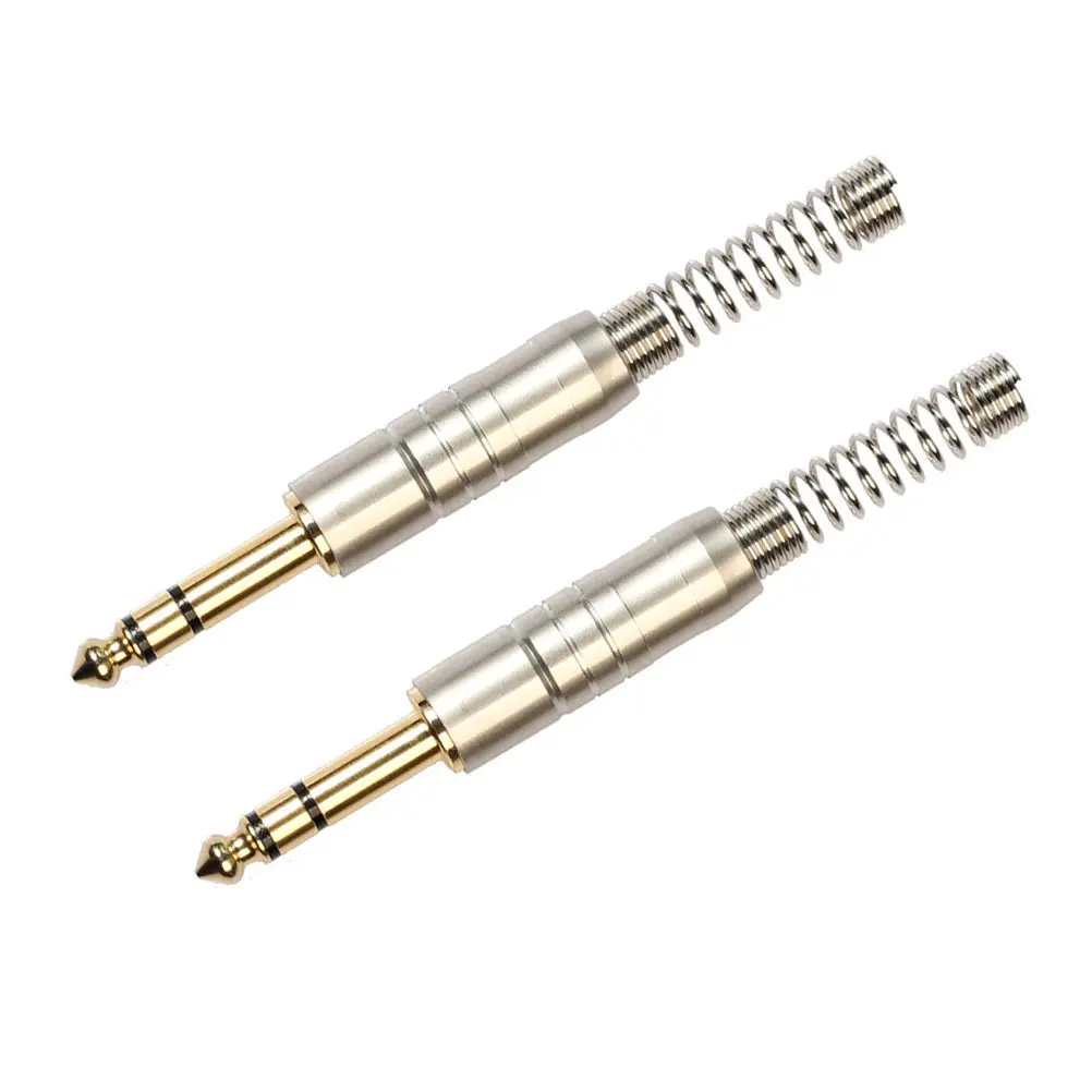 2Pcs Professional Audio Plug 6.35mm Stereo Connector Gold Plated Alloy Construction High Efficiency for Stereo Female Jack
