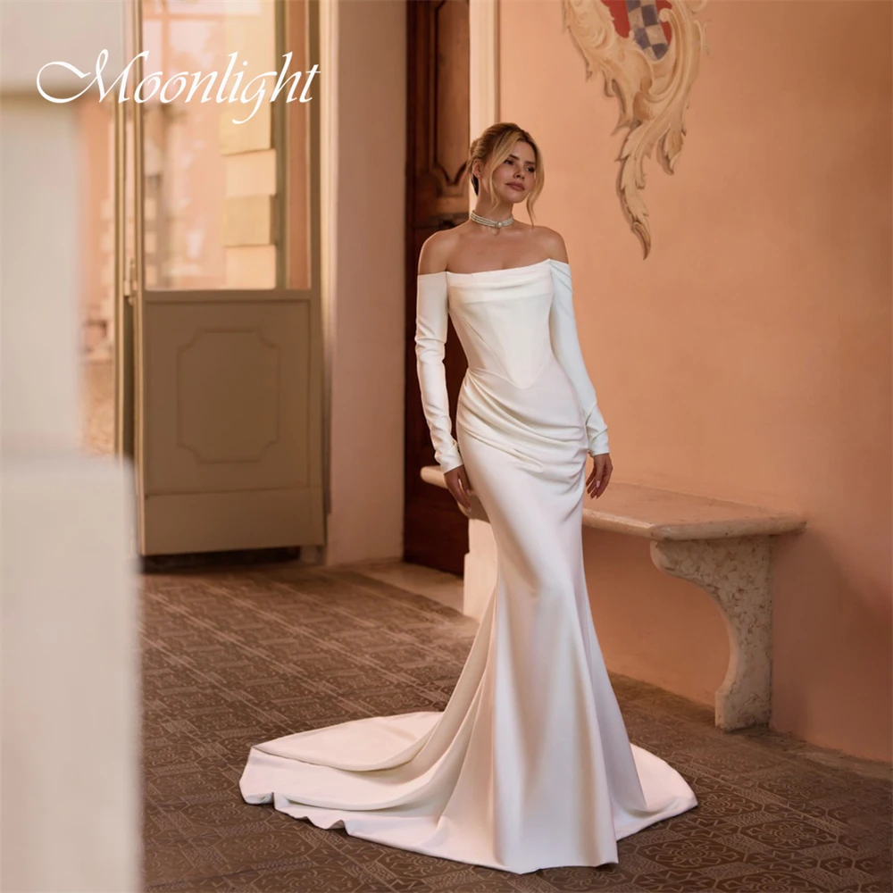

Modern Pleat Mermaid Wedding Dresses Women 2026 Off The Shoulder Open Back Strapless Bridal Gown Vestidos De Novia Customized