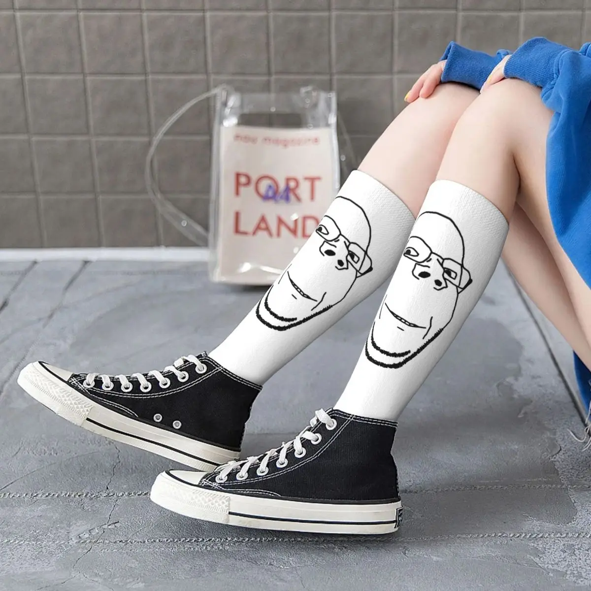 Calcetines sonrientes y saludables de Wojak Soyjak, medias Harajuku, calcetines largos para todas las estaciones, accesorios para regalo de cumpleaños Unisex