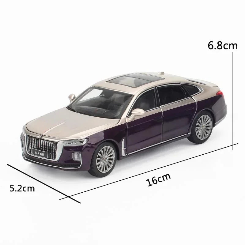 HONGQI-H9 Simulated Metal Toy Veículos Modelo, Liga Puxar Para Trás, Brinquedos Para Crianças, Coleção De Licenças Genuínas, Car Kids Gift, A382, 1:32