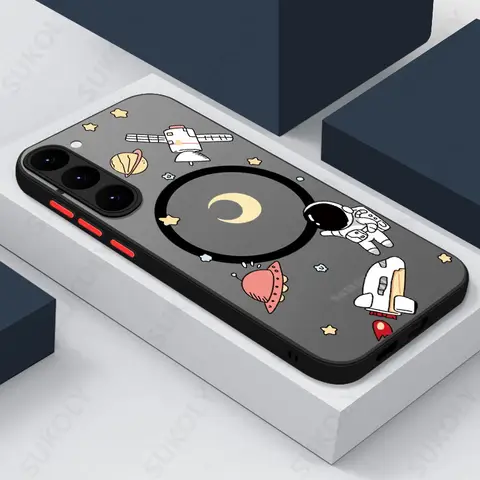 For Magsafe Wireless Charging Astronaut Case For Samsung Galaxy S25 Edge S24 S23 Ultra S25 S24 FE A15 A55 A54 A56 A14 Hard Cover