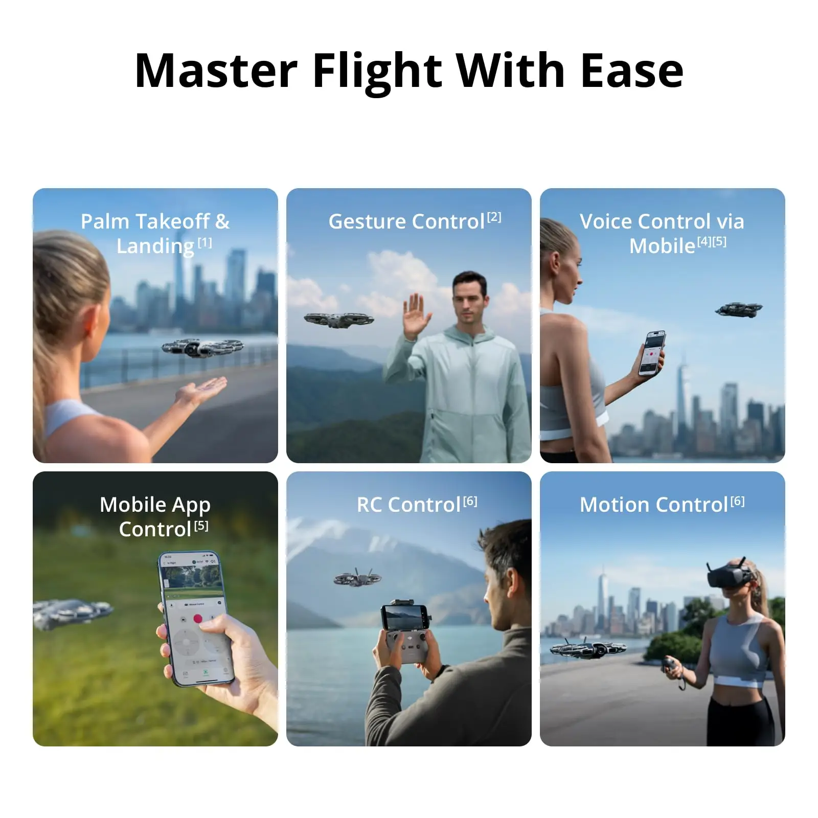 DJI NEO 2 Drones 4K With Camera Palm Takeoff & Landing Gesture Control Smooth Reliable Tracking Lightweight Foldable Mini Neo 2 DJI Drone All-Around Safety & Flexible Flight view 4