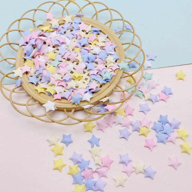 Multi Color Mini Star Padded Applique for Clothes, Hat Sewing Patches, DIY Hair Clips, Bow Decor Accessories, 1cm, 100Pcs