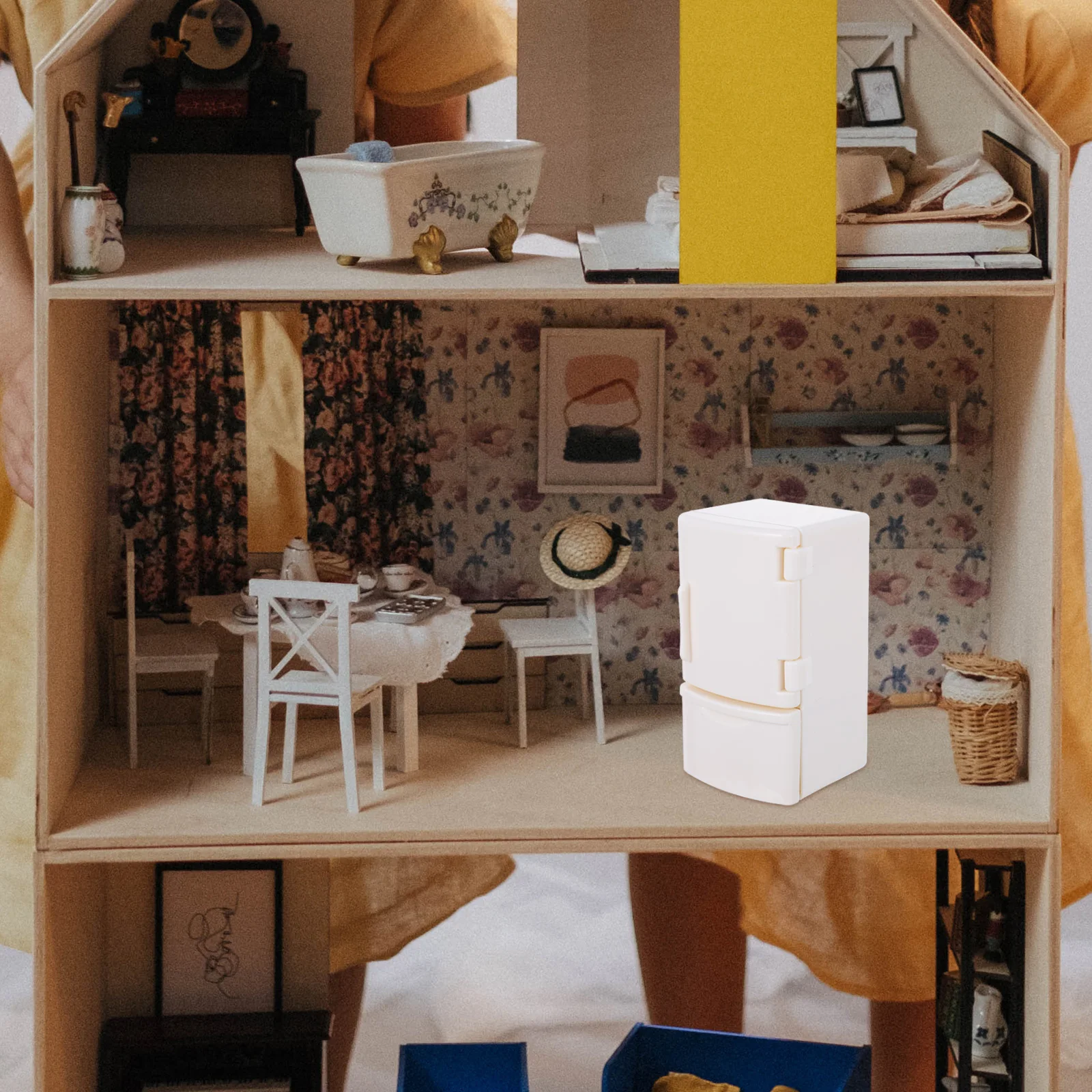 

Mini Fridge Dollhouse Miniature Toy Accessories Room Refrigerator Vertical Small for