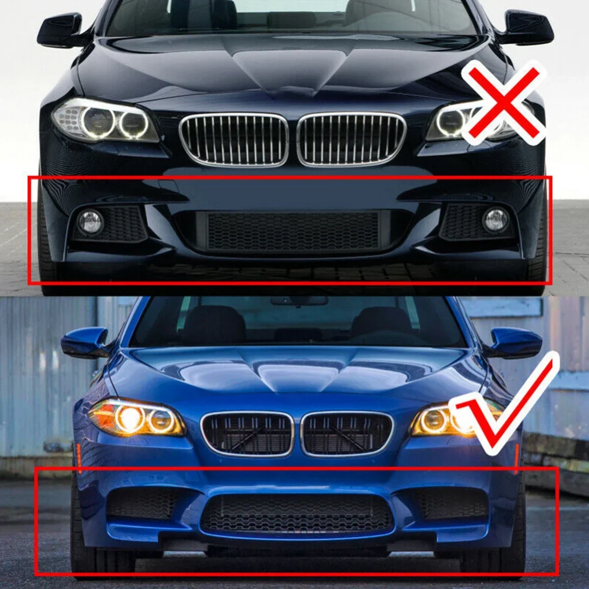 Carbon Fiber Style Front Bumper Corner Splitter Lip for BMW F10 M5 Only 2010-2016