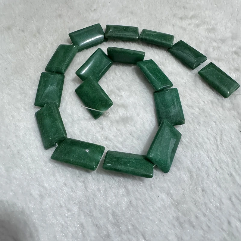 Wholesale 16pcs/string Green Jade Beads 15x25mm Rectangle Gemstone Loose Bead Pendant For Jewelry making