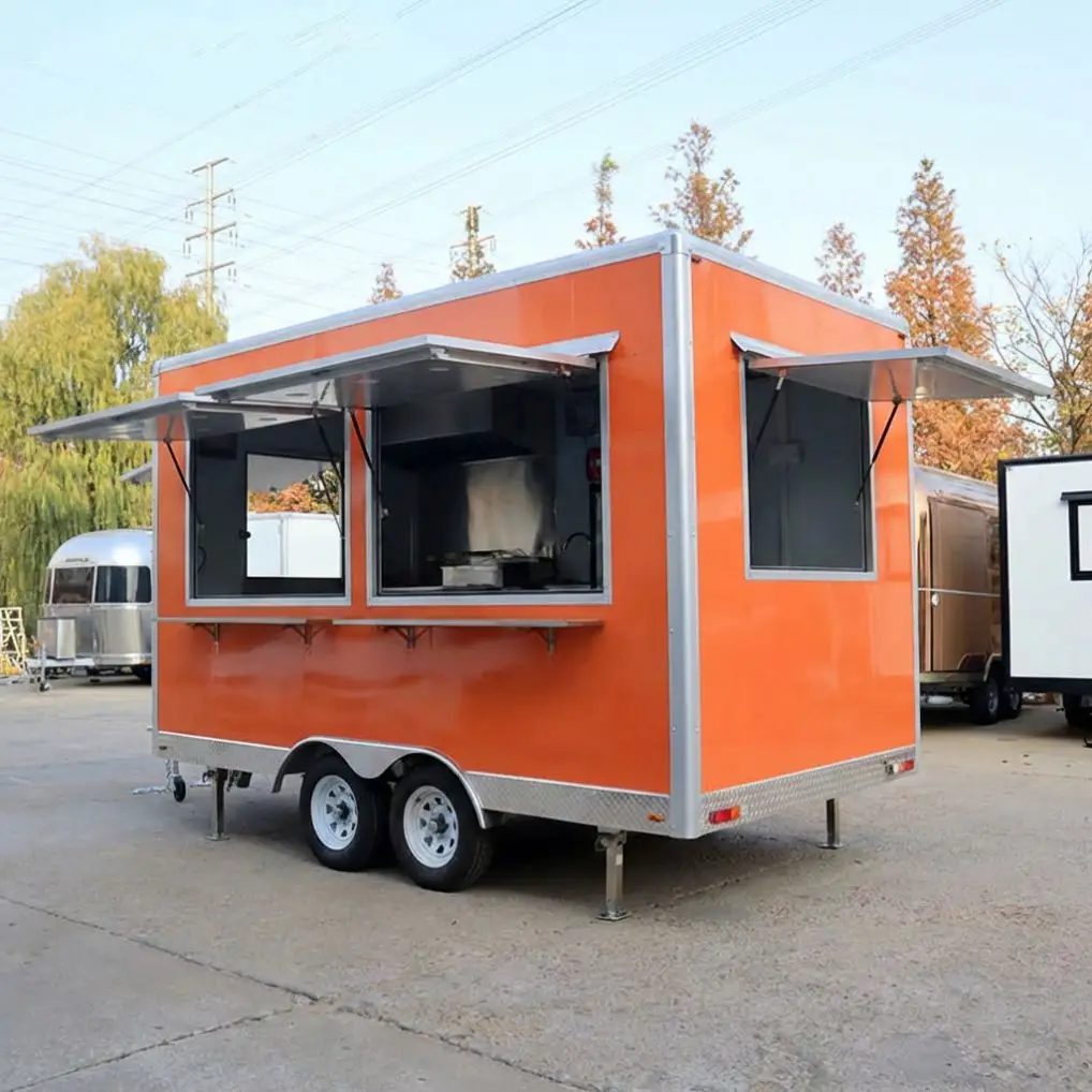 Customized Taco And Burrito Food Trailer With Steamers And Cold Prep Tables For Busy Downtown Lunch Hour Vending