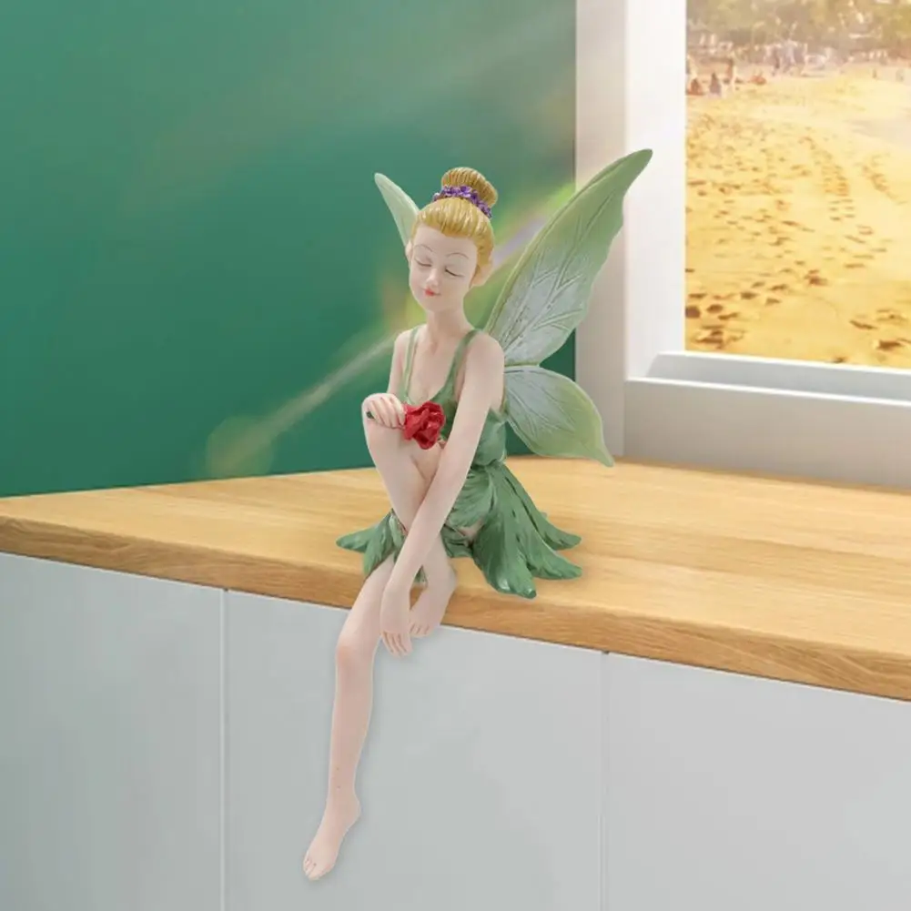 

Courtyard Fairy Statue Elegant Flower Fairy Figurine for Indoor Outdoor Garden Decor Hand-painted Sitting Fairy for Bonsai