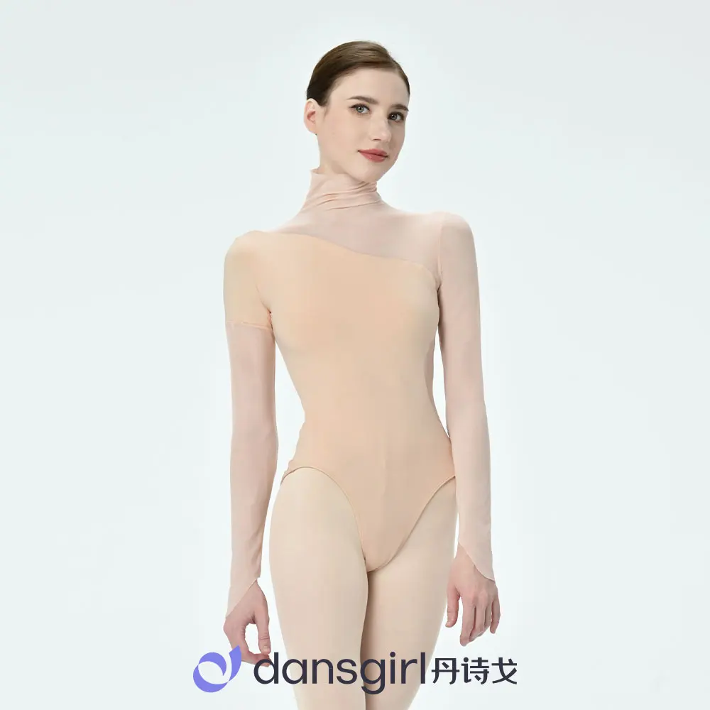 Justaucorps de Ballet pour femmes, robe d'entraînement, robe de spectacle de gymnastique à col haut, robe de Yoga pour adultes