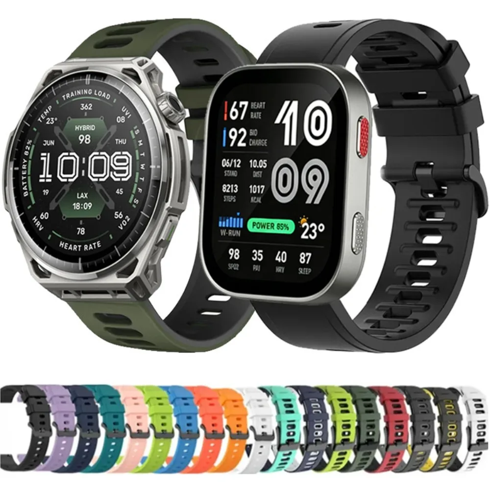 20mm 22mm Silicone Band For Amazfit Active 3-2/GTS 4 Mini Soft Adjustable Band For Amazfit GTR 4/Balance 3-2/Bip Max-6-5/Stratos