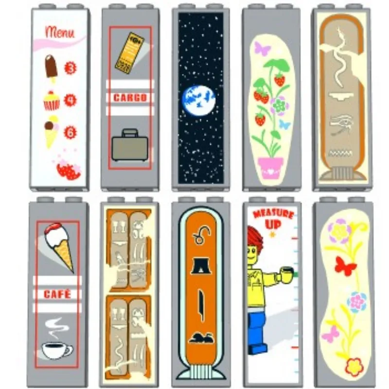 10pcs Building block part 2454, high brick, interchangeable base color, customized pattern, wall flower, ice cream