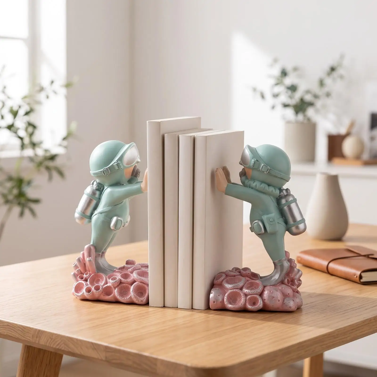 modern-decorative-bookends-textured-rock-like-base-resin-bookends-matte-painted-finish-for-bookshelf