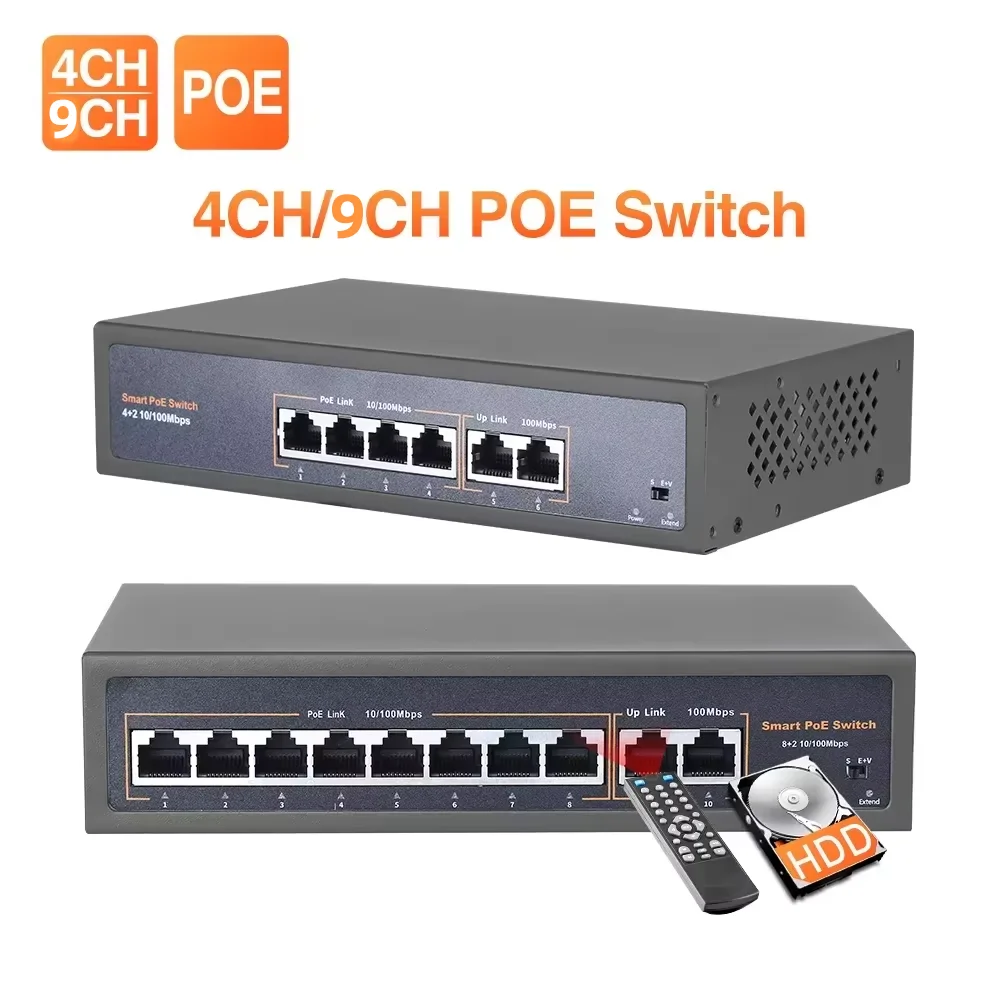 Techage 4CH 9CH 16CH 52V commutateur POE réseau pour caméra IP Ethernet 10/100Mbps IEEE 802.3 af/at point d'accès sans fil système de vidéosurveillance