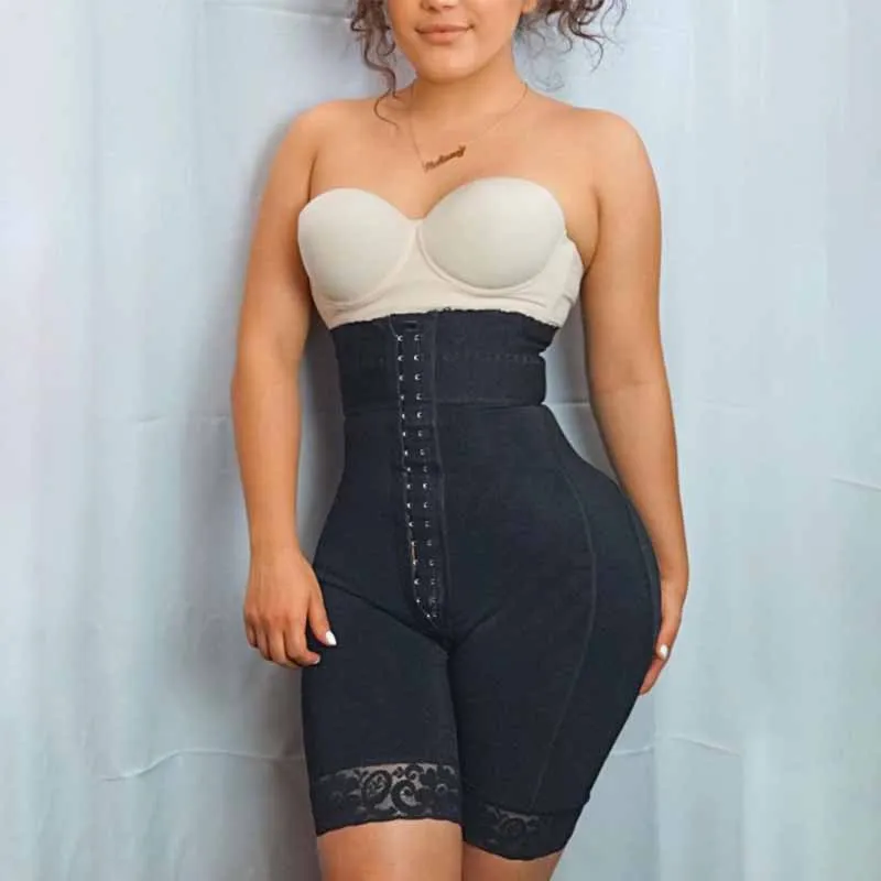 High Waisted Butt Lifter Body Shaper Tummy Control Waist Trainer Butt Pads lace hip lift shorts