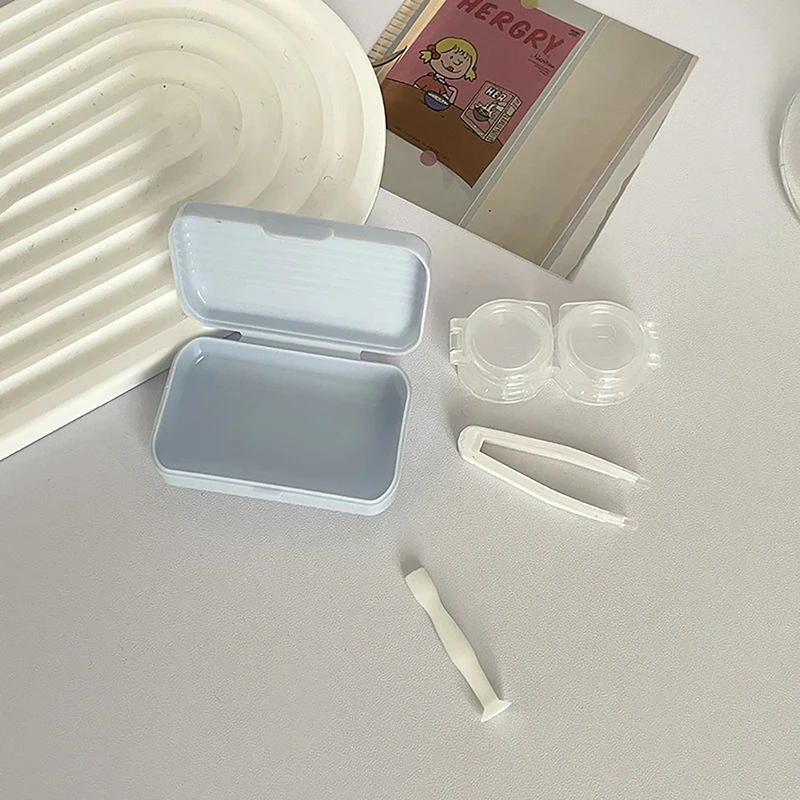 1 قطعة لون الحلوى المحمولة عدسات لاصقة صندوق للفتيات الحد الأدنى عدسات لاصقة عدة حاوية تخزين العدسات اللاصقة