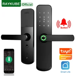 RAYKUBE-cerradura de puerta con huella dactilar para el hogar, dispositivo de cierre de muesca con Wifi, contraseña, 13,56 MHZ, tarjeta IC, sin llave, X7