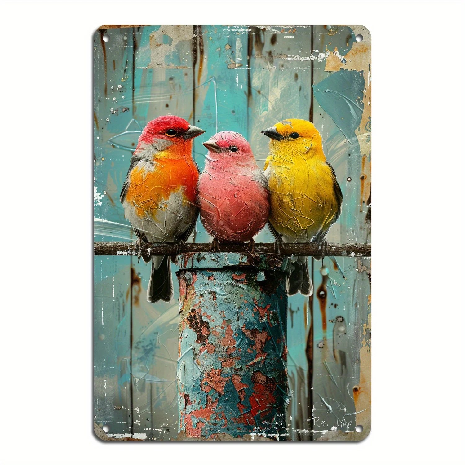 Arte de pared de Metal con pájaros Vintage, letrero de hierro resistente a la intemperie para el hogar, cocina, Club, cafetería, decoración de pared fácil de instalar con agujeros, 1 ud.