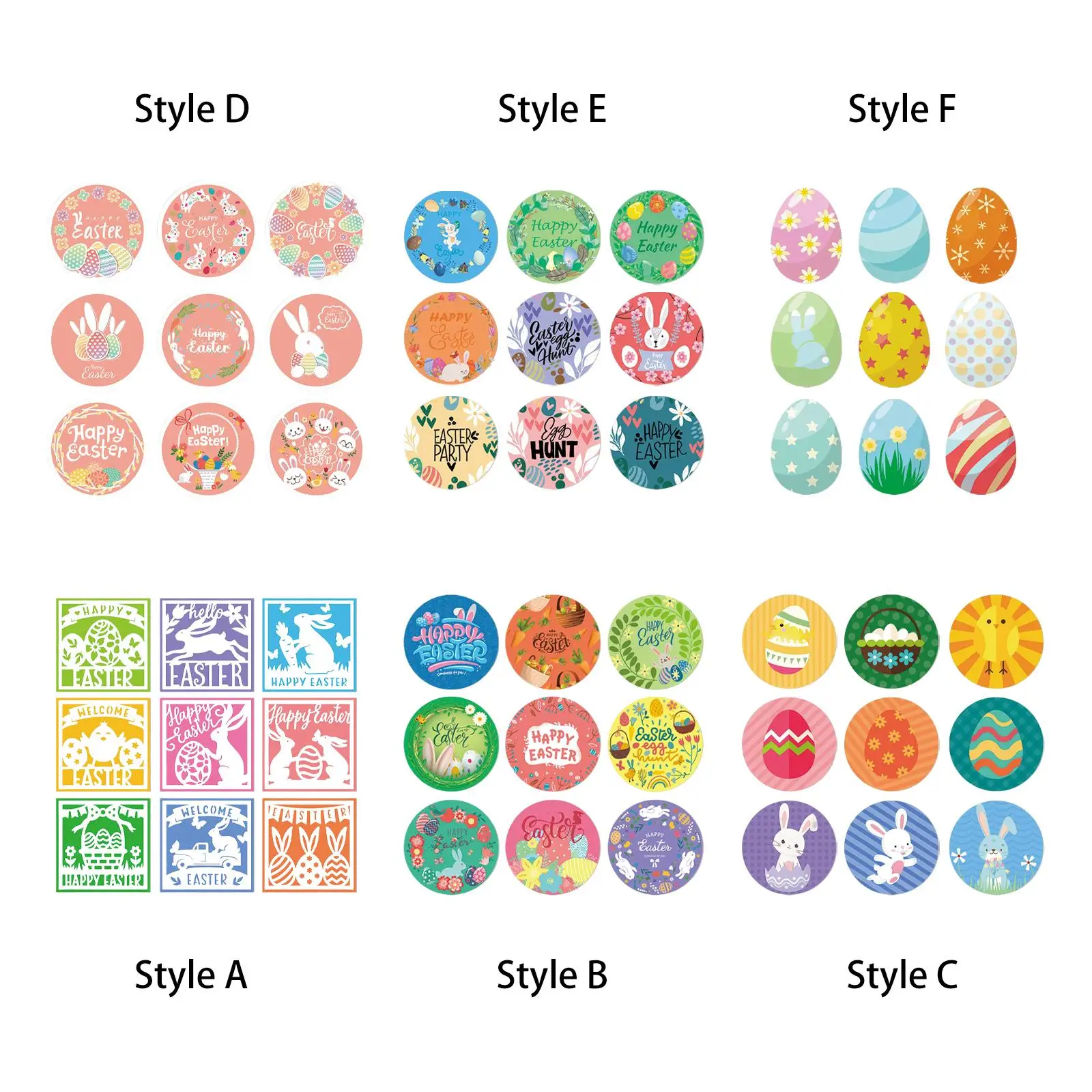 90x Paper Easter Treat Stickers Goodie Bags Labels Happy Easter Stickers for Wedding