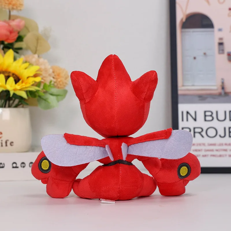 16cm rojo Scizor Pokemon juguetes de peluche muñeca de Anime lindo Kawaii Mantis Pokémon Plushie cumpleaños relleno regalo para niños Navidad