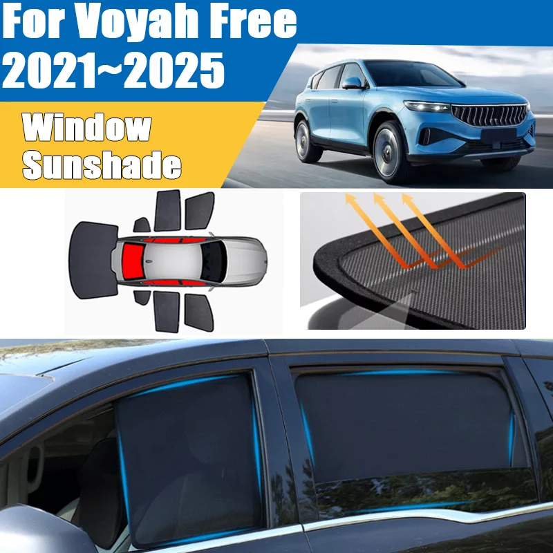 

Car Sunshade For Voyah Free Rabdan One 2021-2025 Blackout Mesh Anti-UV Heat Insulation Windshield Frame Curtain Auto Accessories