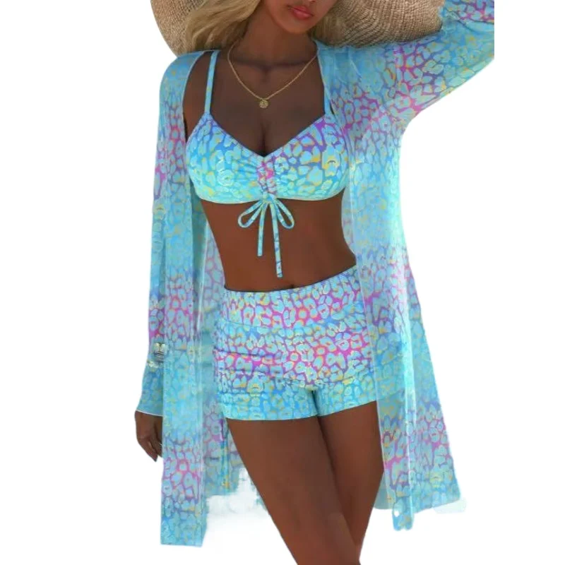 Summer Print Sexy Bikinis Swimwear 2026 Female Swimsuit Beachwear Push Up Three-Piece Bikini Set Women Swimming Bathing Suit