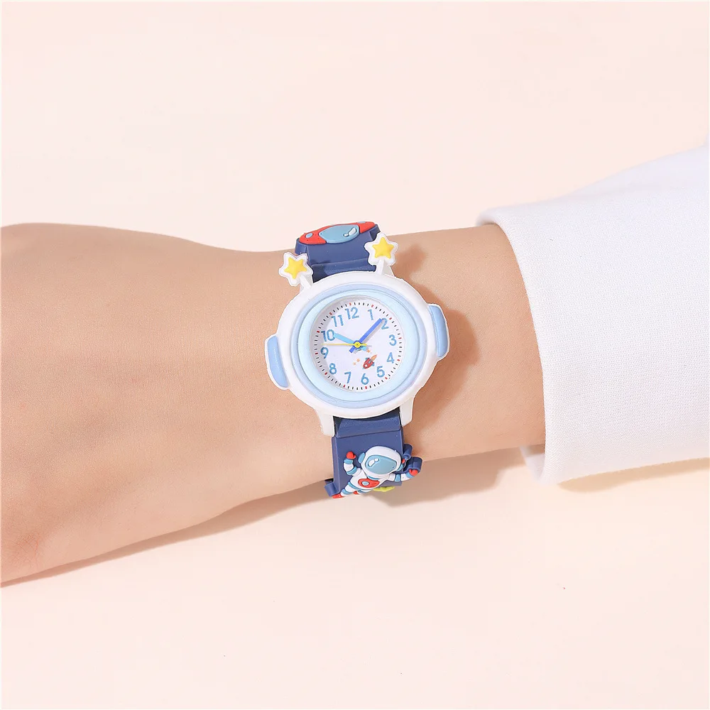 Astronaut Pattern Series Children's Watch Color Plastic Tape Boy Girl Student Gift Watch Silicone Cartoon Kids Wristwatch Clock