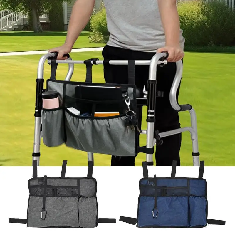 Wheelchair Bags Side Pocket Organizer Wheelchair Pouch Multi-Pocket Walkers Travel Bag Stable Attachment Holds Electronic