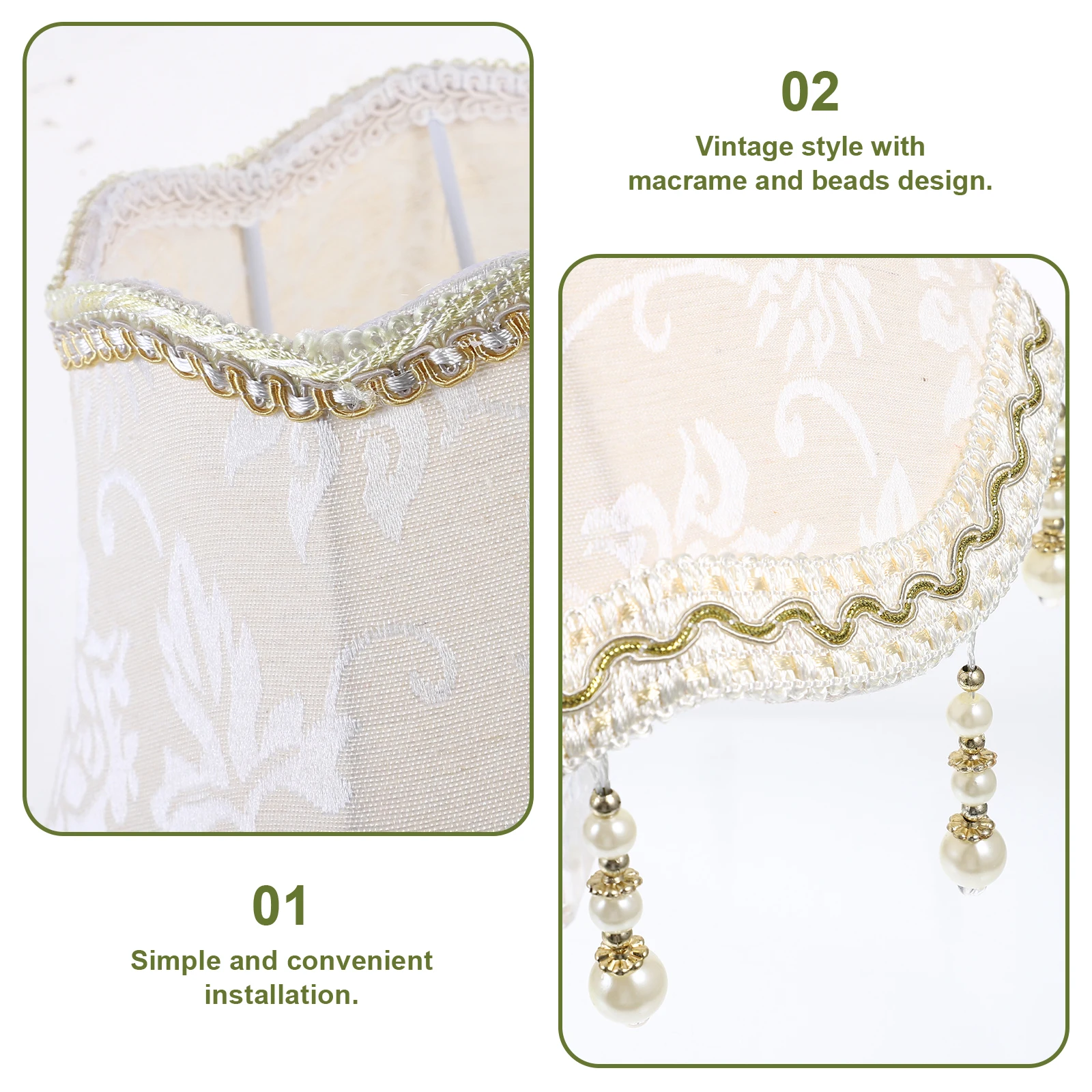 

Scalloped Lamp Shade 1Pc Light Cover Table Lampshade Bead Yellow Black 25CM Macrame Vintage Home Decor Desk Floor