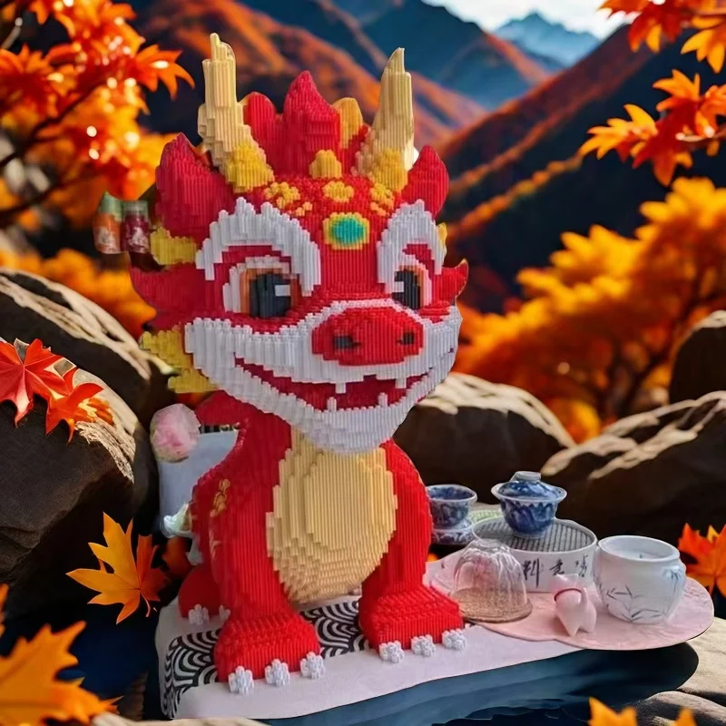 مجموعة تجميع ثلاثية الأبعاد للتنين الصيني الأحمر مكونة من 8150 قطعة، هدية مثالية للعطلات وعرض موسمي - مناسبة لعيد الهالوين وعيد الشكر، #4