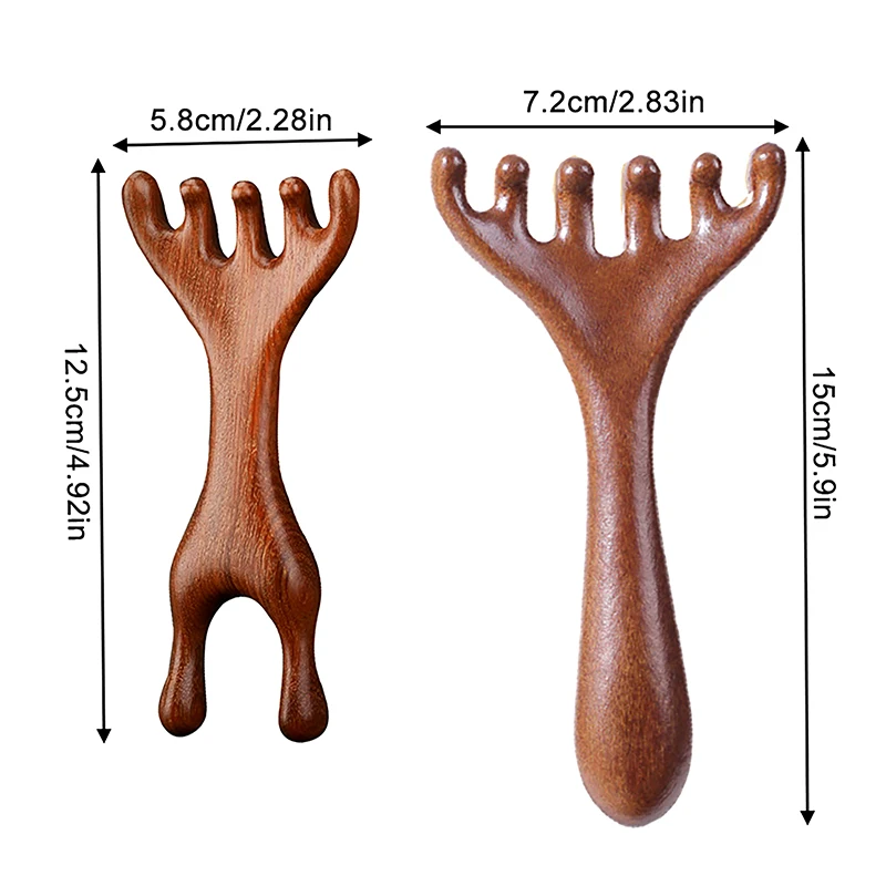 Body Meridian Massage Comb Sandalwood Deer Antlers Wide Tooth Acupuncture Help Blood Circulation Anti-static Smooth Hair