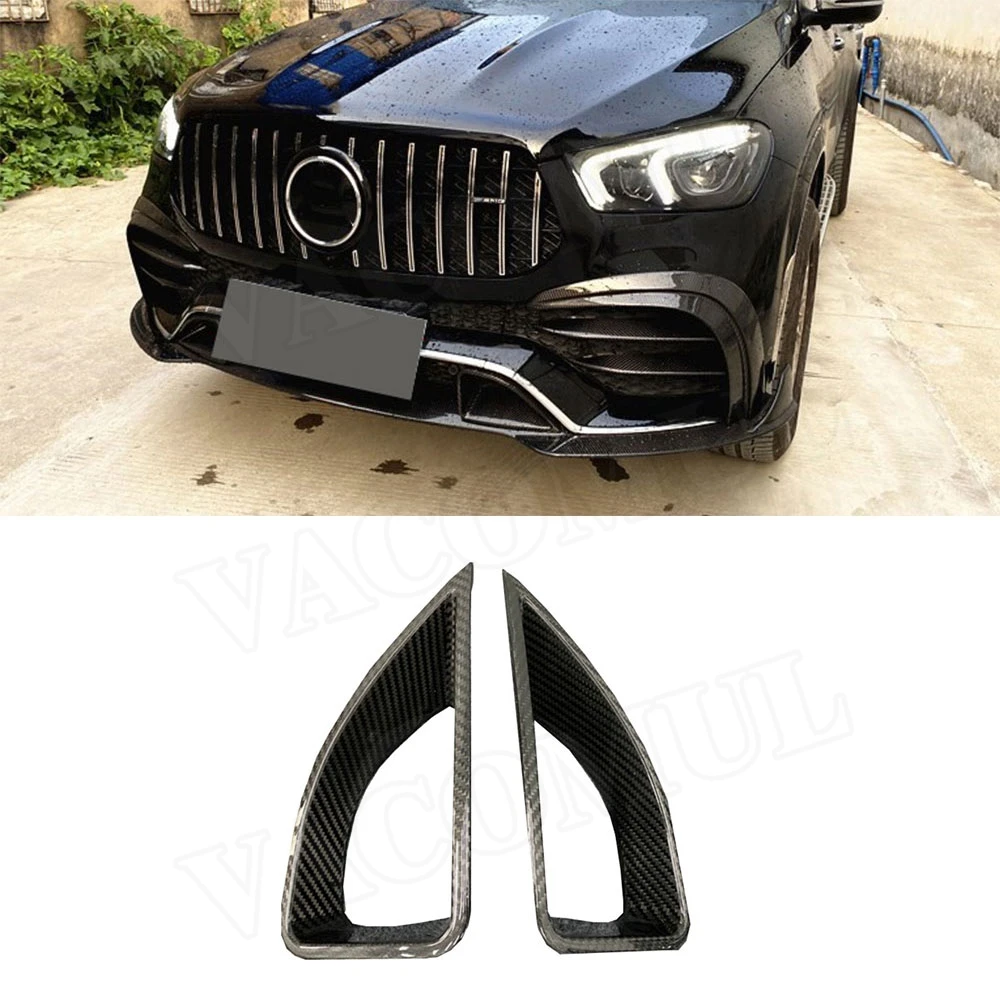 

Dry Carbon Fiber Front Bumper Air Vent Outlet for Mercedes Benz GLE Class W167 GLE53 AMG SUV 2020 UP Fog Lamp Mesh Cover Trim