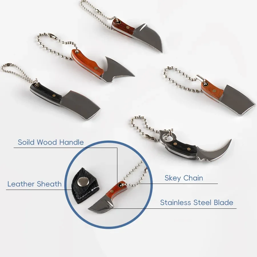 XUQIAN 6pcs Mini Knife Set Pocket Knife Set Tiny Knife Chef Keychain With Sheath For Package Opener Box Cutter Letter Opener