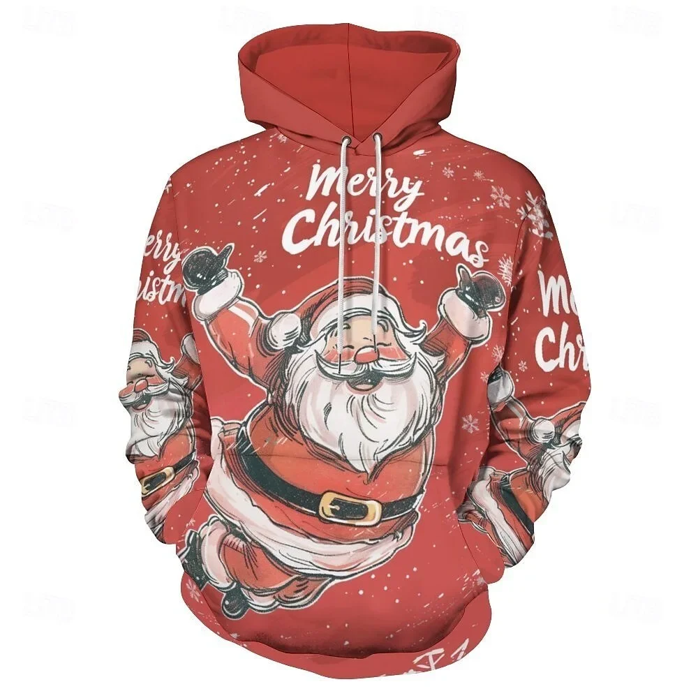 Felpa con cappuccio da uomo di Natale Felpa con cappuccio autunnale Stampa di cartoni animati 3D Abbigliamento da uomo Nuove magliette Felpa con cappuccio da uomo oversize Abbigliamento da uomo di moda