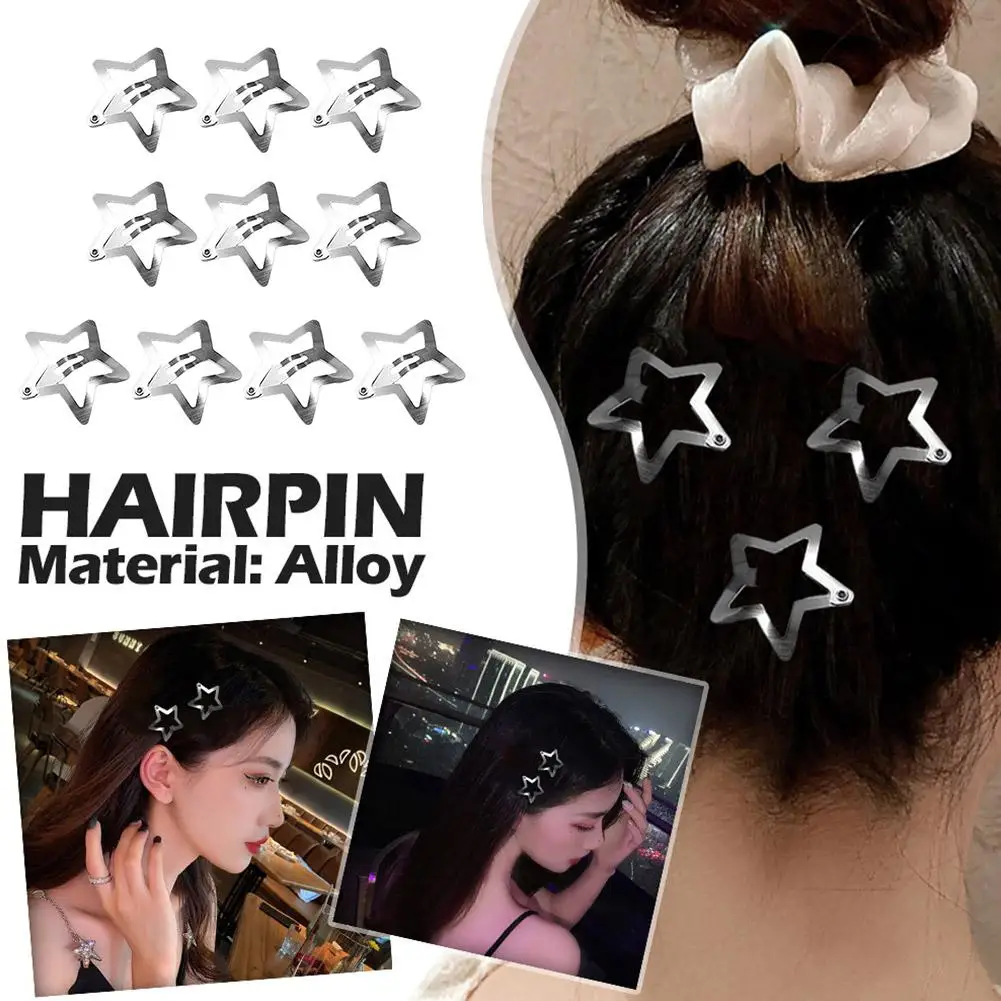 

1-50PCS Star Hairclip Women Silver Color Cute BB Clips Girls Star Barrettes Simple Metal Snap Clip Hair Jewelry Hair Accessories
