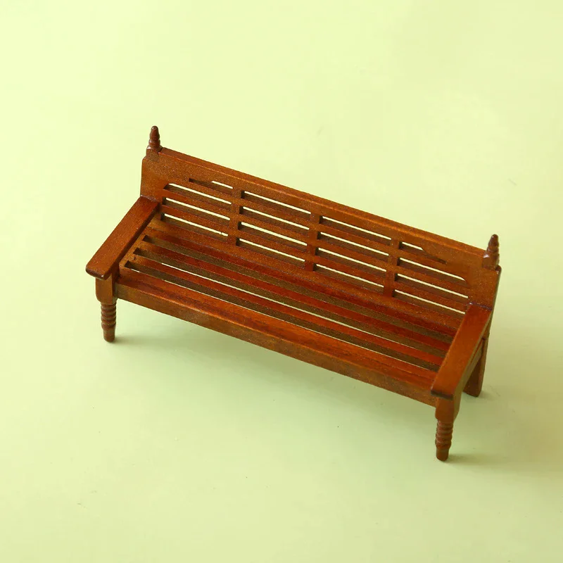 /GJ/1:12 Dollhouse Miniature Park Bench Backrest Chair Furniture Model Decor Toy Doll House Accessories