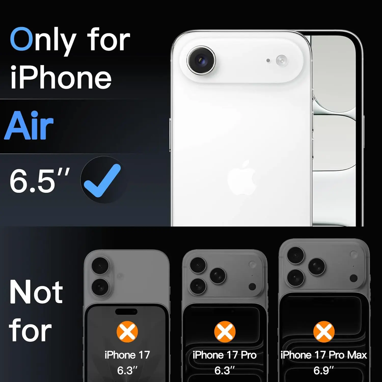 2/4 قطعة 9H لفيلم حماية العدسة iPhone AIR HD