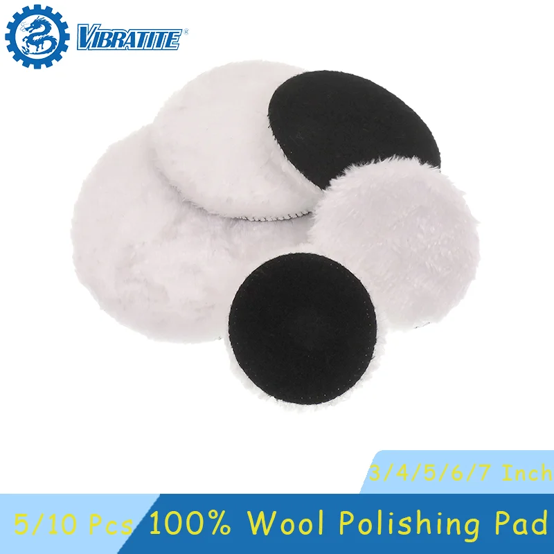 5/10 بوصة وسادة تلميع الصوف 3 إلى 7 منصات التلميع الناعمة هوك وحلقة قطع الصوف وسادة لتلميع أثاث السيارة الزجاج #1