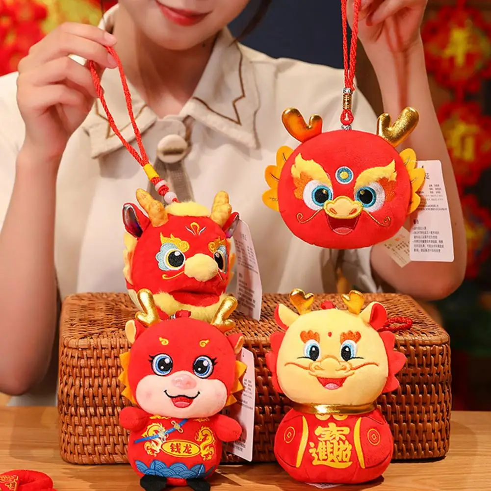 

2024 Mascot Dragon Plush Doll Pendant Embroidery Chinese Zodiac Dragon Doll Plushies Stuffed Animal Doll Hanging Ornament