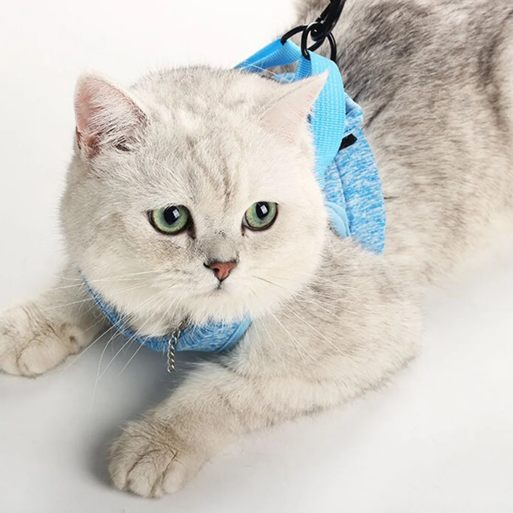 

Adjustable Pet Harness Vest Sky-Blue Size S Lightweight Breathable Nylon Strap Comfortable Outdoor Walking Supplies