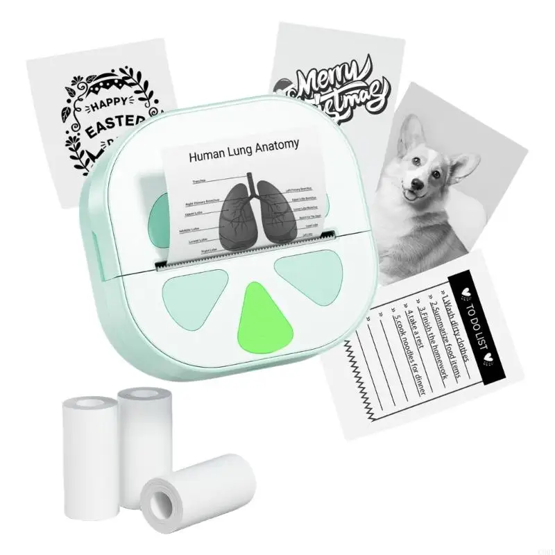 C90F Mini Thermals Printer for DIY Labels Labels Plan Plan Plan للأجهزة تشمل 3 صفوف من ورق لاصق