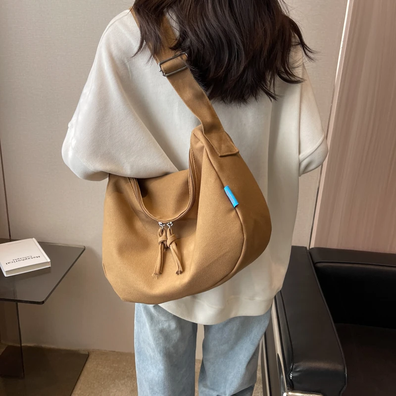 Sac à main fourre-tout de grande capacité en toile Simple pour filles, Sac à bandoulière pour écolières, Sac à épaule solide