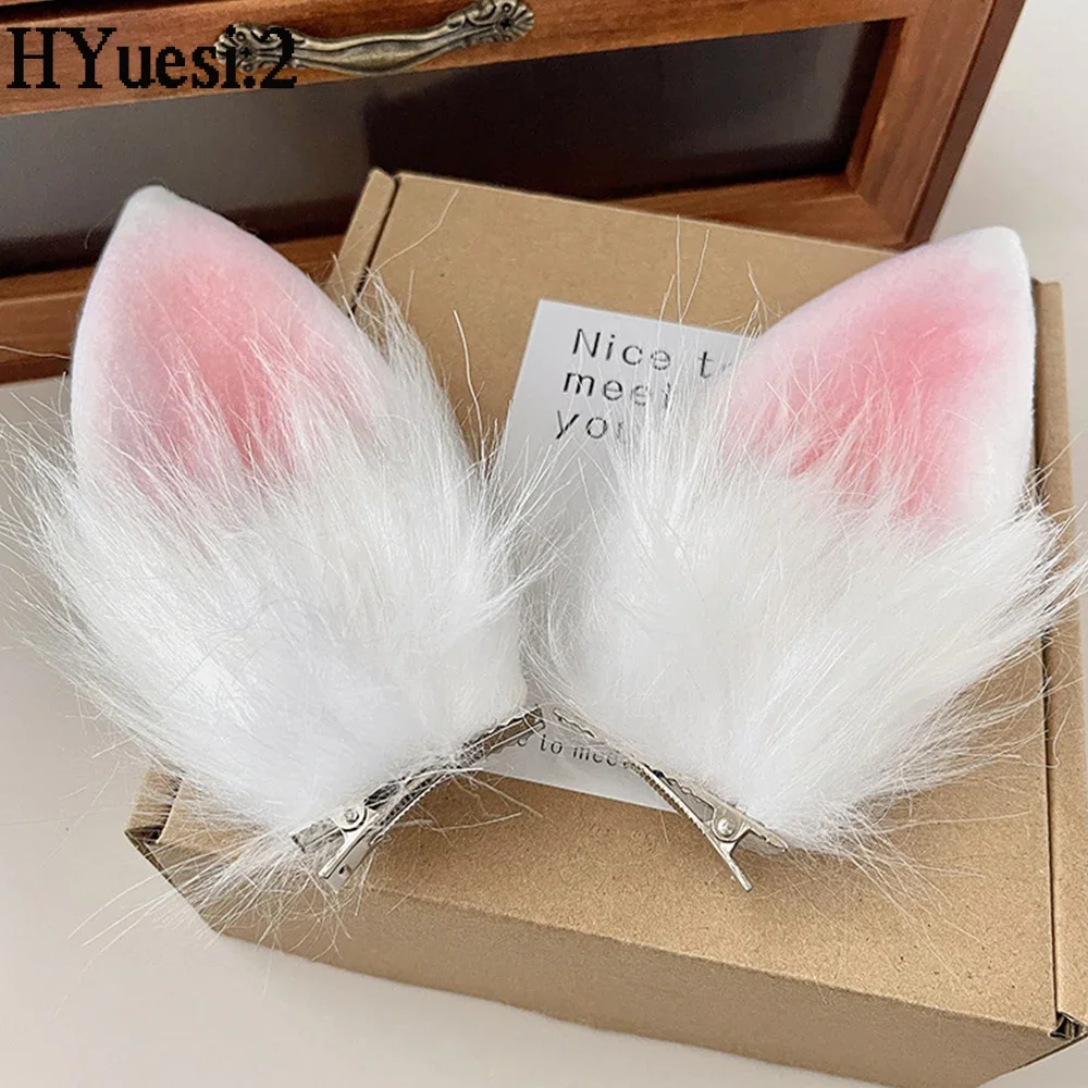 Cute Furry Bunny Ears Hair Clips Plush Rabbit Ear Duckbill Hairpin Barrettes For Girls Easter Halloween Cosplay Props Headress